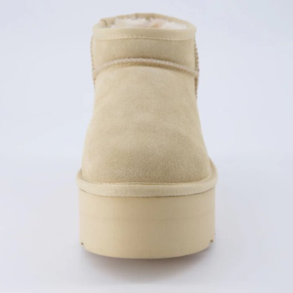 NEW CUSHIONAIRE Suede Hippy Platform Lined Booties in sand for women 1025 4m2 - Picture 4 of 7